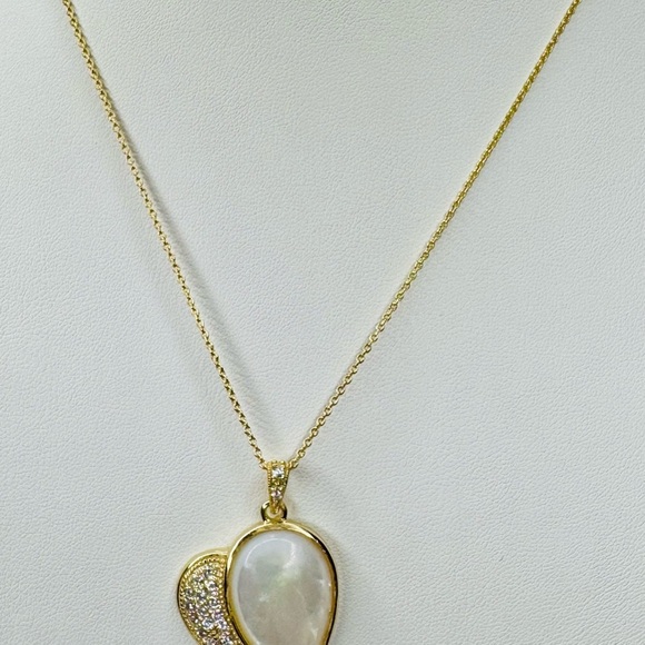 18K Gold, Sterling Silver, Mother of Pearl Necklace - Picture 4 of 5